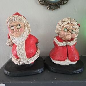 Vintage 1973 Tuscany Studio Inc., Mr. And Mrs. Santa Clause Candle Holders